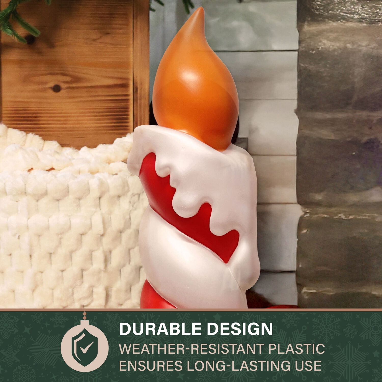 Fraser Hill Farm 40” Candle with Holly Christmas Blow Mold, FFBM-1CND-MLT