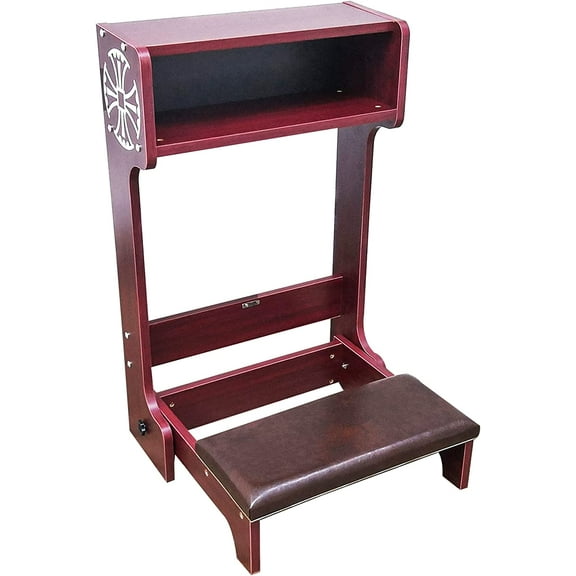32X20X20 Prayer Bench, Padded Kneeler with Book Shelf, Easy Fold-Away Prayer Table Chair 10104