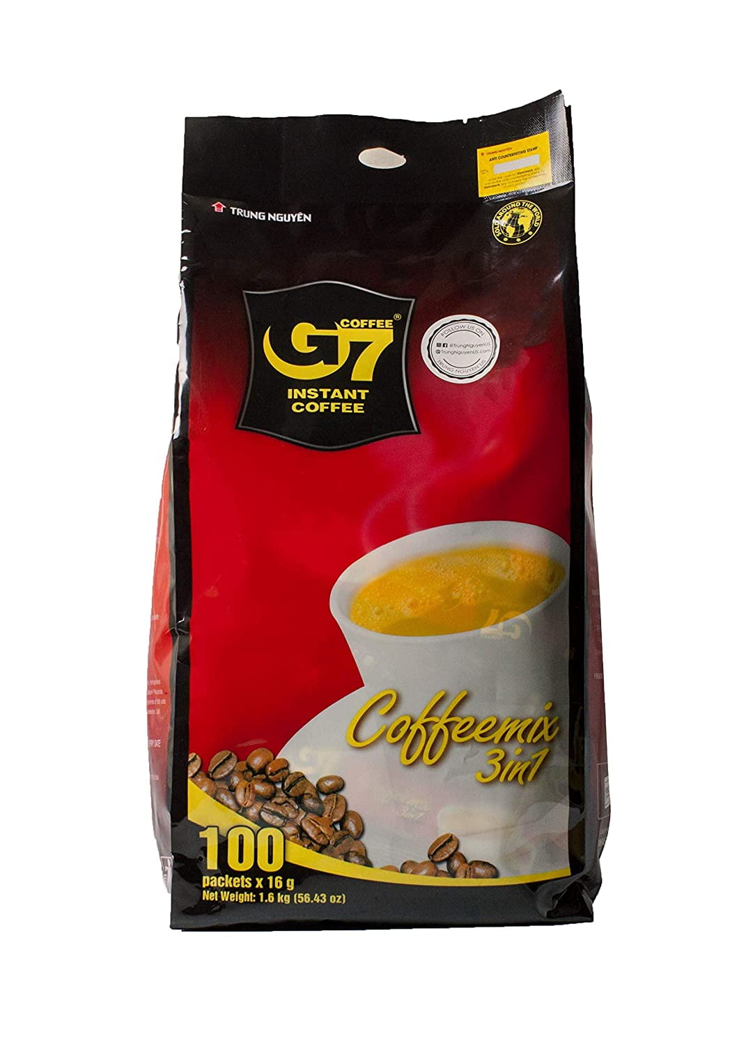 Trung Nguyen - G7 3 In 1 Instant Coffee - 1 Pack 100 Sachets | Roasted  Ground Coffee Blend with Creamer and Sugar, Suitable for Most Coffee  Brewing 