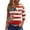 Red, variant on Women's Patriotic Star Print 250th Anniversary USA Shirt V-Neck Button 3/4 Sleeve T-Shirt