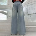 thumbnail image 6 of WMQPNNS Girls Baggy Jeans Wide Leg Pants with Pockets Girls Jeans Pants Size 12 High Waist Denim Pants Straight Washed Streetwear Y2k Denim Trousers(Size 11-12 Years, B-Blue), 6 of 9