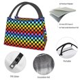 thumbnail image 4 of Disketp Rainbow Chequerboard Bolsa Térmica Estampada, Bolsa Térmica Aislante para Almuerzo, Playa y Campamento, 4 of 6