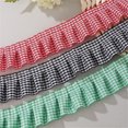 thumbnail image 4 of Triani 5Yards Ruffle Pleated Lace Trim 1.57 Inch Gingham Ruffle Pleated Lace Trim Gathered Lace Ribbon Edge Trimming for Home Dress Decor(Green), 4 of 7