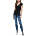 thumbnail image 4 of AVETO Womens Black Short Sleeve V Neck T-Shirt Juniors S, 4 of 4