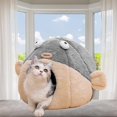 thumbnail image 1 of Cama para Gato Lcybem en Forma de Animal, Cueva para Gato Gris, 1 of 8