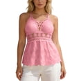 thumbnail image 2 of YMNXA Women’S Tank Top Sleeveless Halter Neck Solid Color Hollow Out Breathable Backless Fashion Comfortable Vest Camisole For Holiday Vacation Beach,Pink,M, 2 of 5