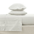 thumbnail image 2 of Hotel Style 4-Piece 600 Thread Count White Stripe Egyptian Cotton Adult Bed Sheets, Queen-Deep Pocket, 2 of 7