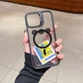 thumbnail image 4 of Allytechgroup Magnetic Case for iPhone 13 Pro Max with Aluminum Alloy Stand/ Metal Buttons/ Camera Lens Protector [Compatible with MagSafe] Anti-Yellow Translucent Matte Clear Back Cover, Black, 4 of 11