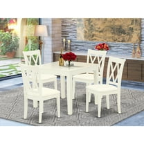 5 Piece Kitchen Dinette Set - Square Table & 4 Dining Chairs - Linen Fabric - 36x36 Inch