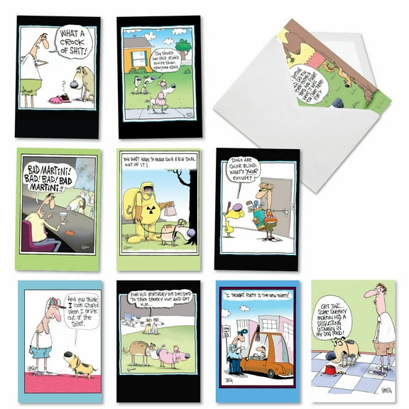 10 Assorted Set Funny Birthday Greeting Cards - Dogs of McCoy Bros. - Canine Related Comic Humor