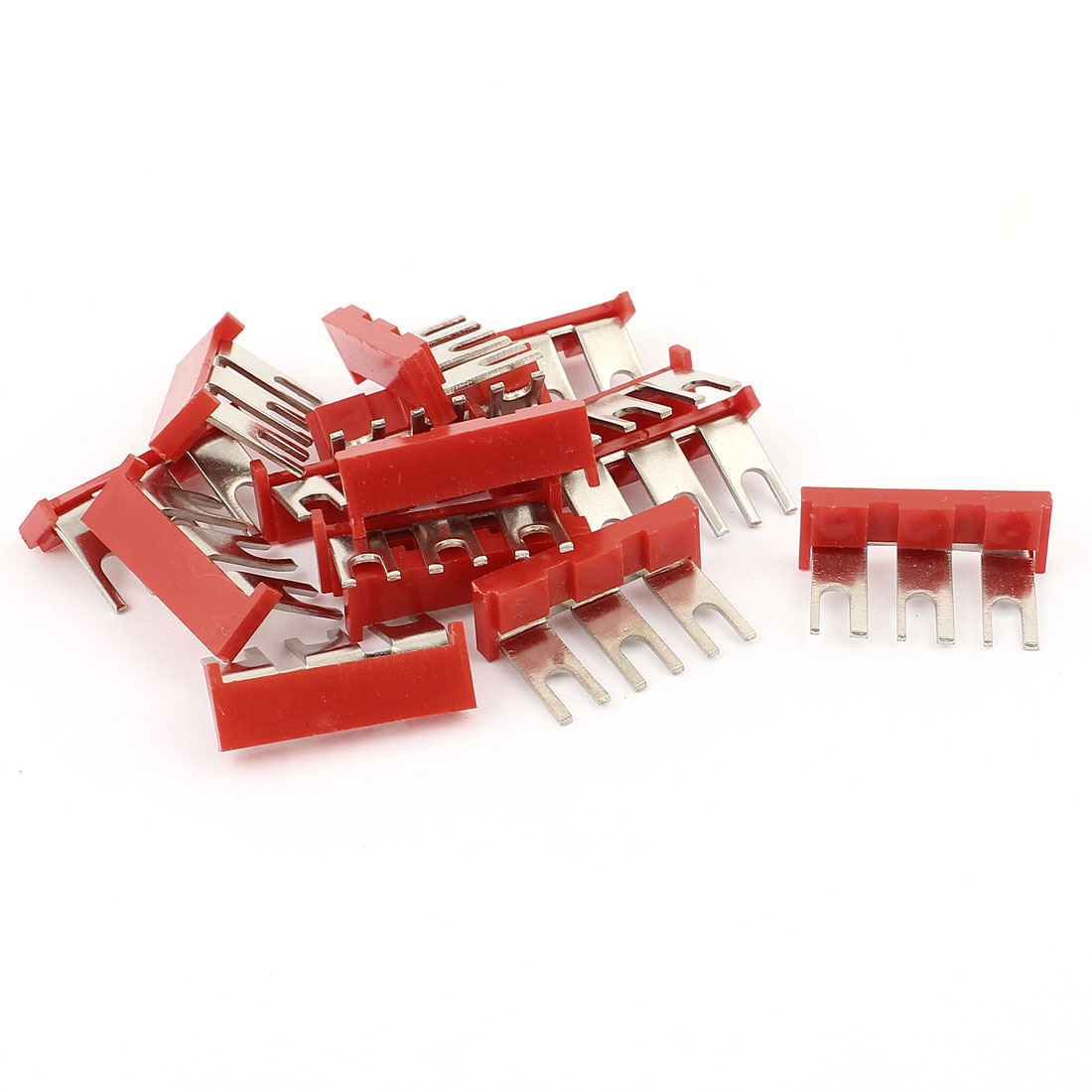 660V 24A 3Position Red Pre Insulated Fork Terminal Jumper Strip 15pcs