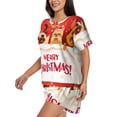 thumbnail image 2 of Kdxio Animals Merry Christmas Print Pajamas Sets for Women Short-Sleeved Pjs with Lounge Shorts Two Piece Sleepwear S-4XL, 2 of 8