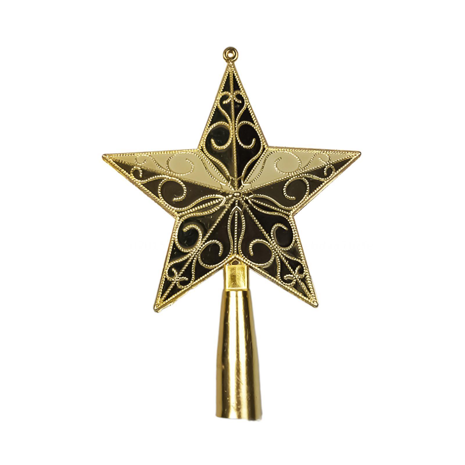 shuwee Christmas Tree Topper Lighted Star, 3D Hollow Silver Star Snow Tree Topper for Christmas