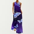 thumbnail image 1 of SMihono Robe Maxi Bohème d'Été pour Femmes Grande Taille Mode d'Été pour Femmes Imprimée à Col en V Sans Manches à Enfiler avec Poches Robe de Plage Évasée Robe Soleil, 1 of 5