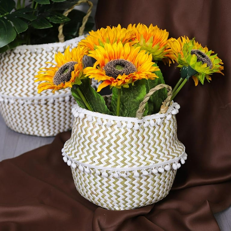 3 Size Handmade Rustic Storage Baskets Foldable Laundry Straw Patchwork Wicker Rattan Seagrass Belly Garden Flower Pot Planter Basket Garden Accessories 3 Size Handmade Rustic Storage Baskets Foldable Laundry Straw Patchwork Wicker Rattan Seagrass Belly Garden Flower Pot Planter Basket Garden Accessories