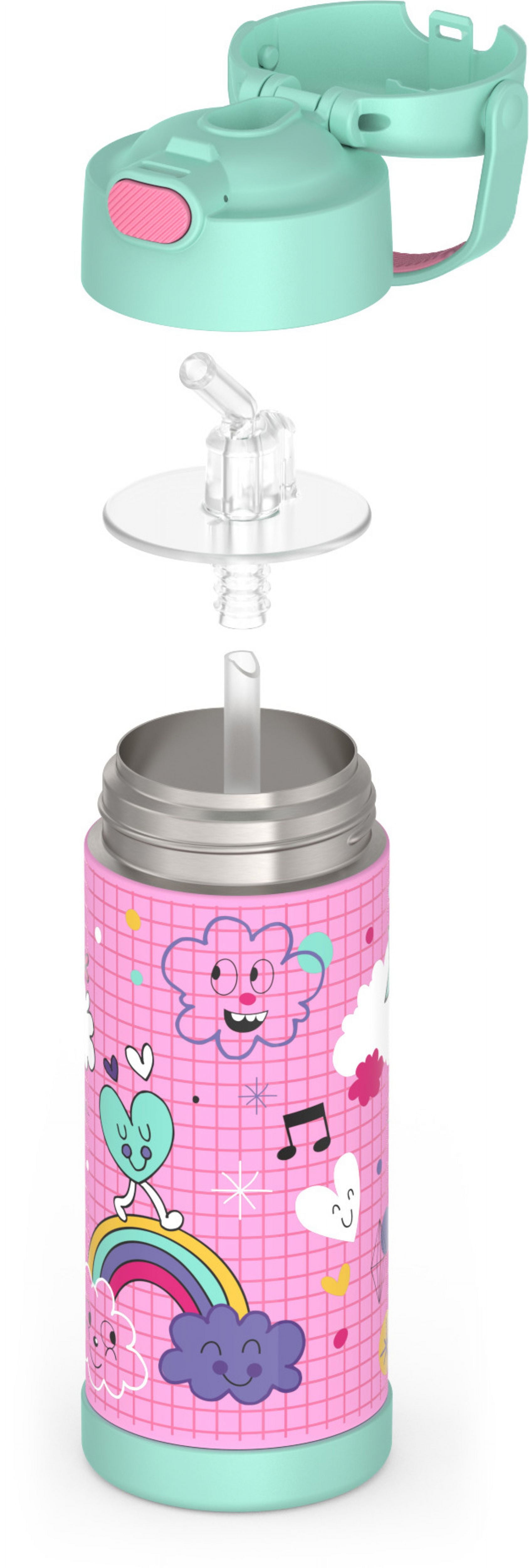 Thermos Kids Stainless Steel Funtainer Bottle with Straw, Dishwasher Safe, Leak Proof, Sketchbook, 14 oz