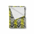 thumbnail image 2 of Yellow and White Soft Flannel Fleece Throw Blanket, Herringbone Pattern with Angled Lines Geometric Chevron Zigzags, Cozy Plush for Indoor and Outdoor Use, 70" x 90", Yellow Cream Grey, by Ambesonne, 2 of 6