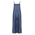 thumbnail image 3 of LilyLLL Womens Chambray Denim Overall Dungaree Bib Suspender Pinafore Wide Leg Jumpsuit Pants, 3 of 5