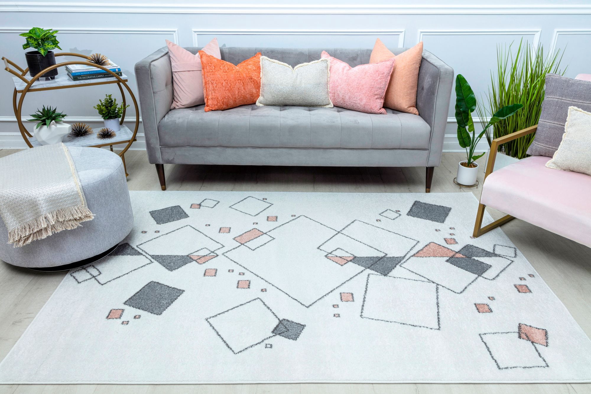 Mason Brooks Azure AZ15B Etched Glass Geometric Contemporary Ivory Area Rug, 8'3" X 10'0"