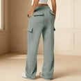 thumbnail image 6 of ZHYou Cargo Sweatpants for Women,High Waist,Elastic Waistband,Side Pockets,Wide Leg Joggers,Gray,Size L, 6 of 9