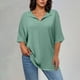 thumbnail image 2 of Sudadera para mujer,Camiseta informal de manga 3/4 con cuello en V para mujer, talla grande, color liso, poliéster suave, para uso diario, sopatenor, 2 of 9