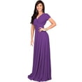 thumbnail image 5 of KOH KOH Long V-Neck Flowy Cap Short Sleeve V-Neck Bridesmaid Wedding Guest Party Formal Summer Sundress Tall Gown Maxi Dress Dresses For Women Lavender Purple X-Small US 2-4 NT074, 5 of 7