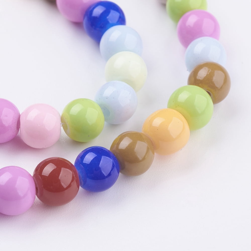 Baking Paint Glass Beads Strands Round Mixed Color 6mm Hole: 1mm about 74pcs/strand 16 inch