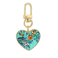 thumbnail image 1 of Modern Art Lily Camellia Drawing Gold Heart Keychain Metal Keyring Holder, 1 of 3