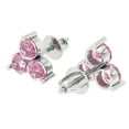 thumbnail image 2 of 14K Solid Gold Screw Back Stud Earrings for Women | 3 cttw Round Cut Simulated Pink Diamond | White Gold, 2 of 5