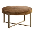 thumbnail image 3 of Roromall 31/34-Inch Round Coffee Table Industrial Circular Table with Fir Wood Table Top Cross Legs Base for Living Room Home Office, 3 of 6
