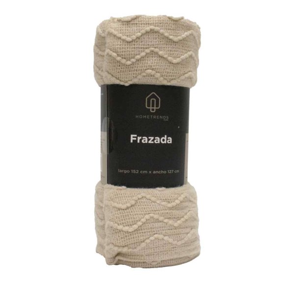 Frazada Home Trends 1 Pieza Diseño zigzag Color Beige