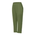 thumbnail image 2 of IDALL Linen Pants Women Petite Pants Women Fashion Solid Color Cotton Elastic Long Pants Beach Leisure Trousers A Of Baleaf Pants Women Baggy Pants Army Green L, 2 of 4