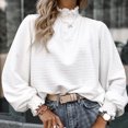 thumbnail image 4 of hotojiny Womens Clothes Fall Tops for Women 2023 Long Sleeve Solid T Shirts Ruffle Turtleneck Casual Work Shirts Dressy Comfy Tunic Blouse, 4 of 7