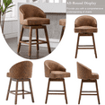 thumbnail image 2 of 360 Degree Swivel Bar Stools, Counter Height Barstools, Modern Upholstered Bar Stools with Nailhead Trim Bar Chairs, 27 Inch Kitchen Island Bar Chair, Solid Wood Legs(Coffee Polyester,Set of 4), 2 of 9