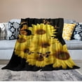 thumbnail image 2 of ONETECH  Sunflower Floral Blanket for Women Kids Girls Wife Sister Butterfly Yellow Flower Plush Throw Valentines Birthday Bedroom Bed Decor, 2 of 6