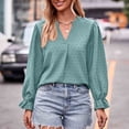 thumbnail image 4 of Women's Tops Long Sleeve V Neck Under $10 Fashion Casual Color Long Sleeve Blouses & Shirts, 4 of 9