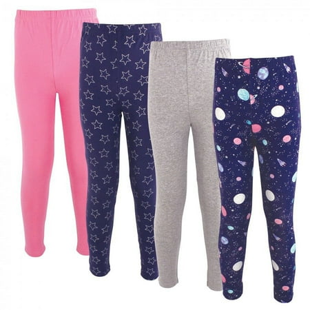 UPC: 0660168254488 | Hudson Baby Infant and Toddler Girl Cotton Leggings 4pk Space 0-3 Months