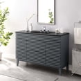 thumbnail image 2 of Single Sink Vanity Cabinet, Grey Gray Black, Wood, Mid Century Hotel Bedroom Bathroom, Modern Contemporary HB33683, 2 of 11