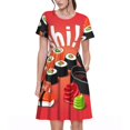thumbnail image 1 of Bixox Robe d'Été à Manches Courtes pour Femmes Robe Ample Longueur Genou avec Poches-Sushi, 1 of 7