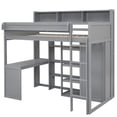 thumbnail image 5 of Bellemave Twin Size Loft Bed with Wardrobes and Desk, Wood Loft Beds Frame with Storage Shelves and Cabinet, High Loft Bed for Bedroom (Gray), 5 of 9