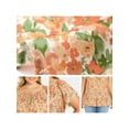 thumbnail image 5 of GRACE & GRANDEUR Women's Plus Size Floral Print Tops Gathered Tie Neck Ruffle Sleeve Summer Vacation Blouses 1X Orange, 5 of 6