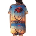 thumbnail image 6 of Haiem Sunset Rose Elegance Pattern Pajama Set for Women 2 Piece Lounge Set Short Sleeve Tops and Shorts Soft Sleepwear-X-Large, 6 of 7