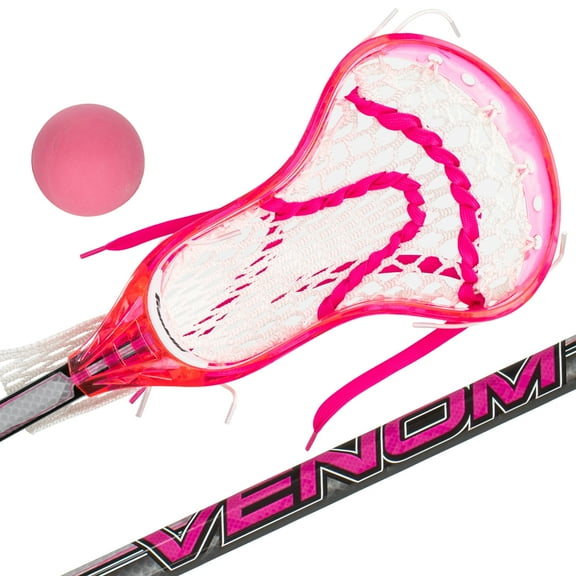 Franklin Sports Kids Mini Lacrosse Stick   Ball Set - Venom Youth Plastic  34" Inch Lacrosse Stick for Beginners - Boys   Girls Toy Lacrosse Set - Perfect Lax Set for Kids   Toddlers - Pink