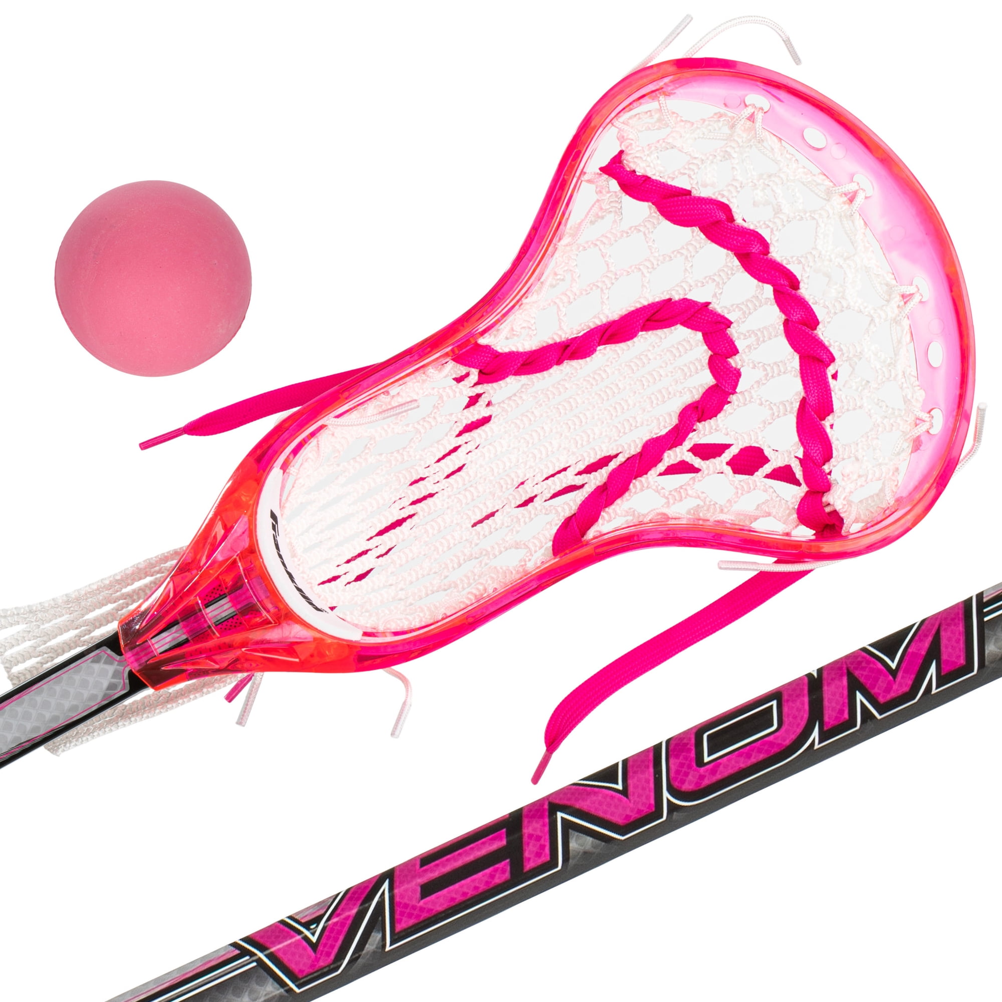 Franklin Sports Kids Mini Lacrosse Stick + Ball Set - Venom Youth Plastic 34\" Inch Lacrosse Stick for Beginners - Boys + Girls Toy Lacrosse Set - Perfect Lax Set for Kids + Toddlers - Pink