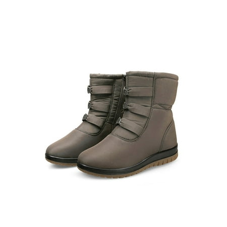 

Woobling Womens Casual Winter Warm Shoes Round Toe Cold Weather Snow Boots ArmyGreen 7.5