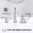 thumbnail image 3 of Kichae 2-Handle 8 inch Vanity Sink Faucet，3 Hole Brushed Nickel Bathroom Faucet with Pop Up Drain and cUPC Water Supply Hose, 3 of 8