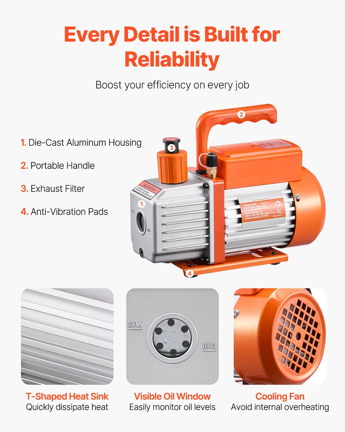 KFFKFF 3.5 CFM AC Suction Pump and Measurement Kit, One Phase Rotary Blade HVAC Air Suction Pump, A/C Coolant Manifold Measurement Set, inclusive of Tubes, Air Cooling Refrigeration
