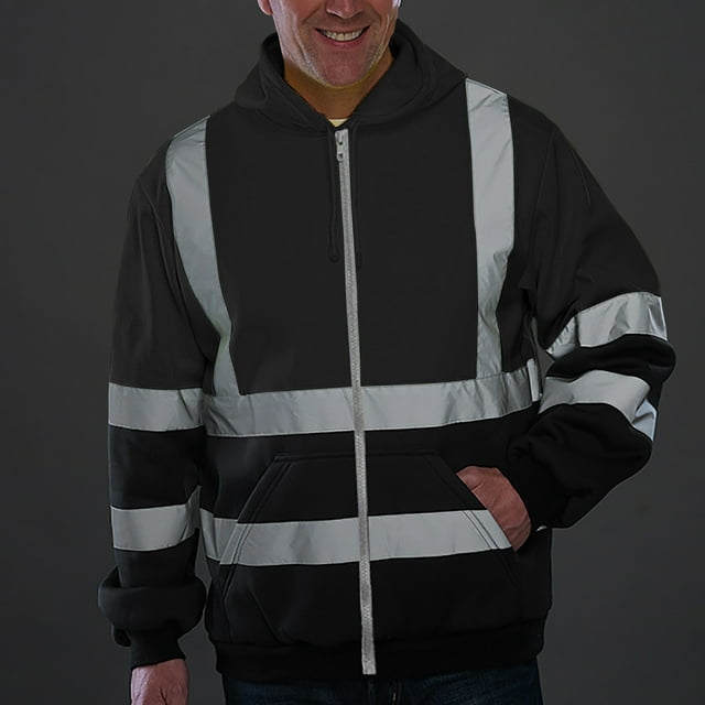 Full Zip-Up Motorcycle Jackets for Men with Pockets,Back-to-School Fall 2025 Windproof Color Block Reflective Safety Jackets