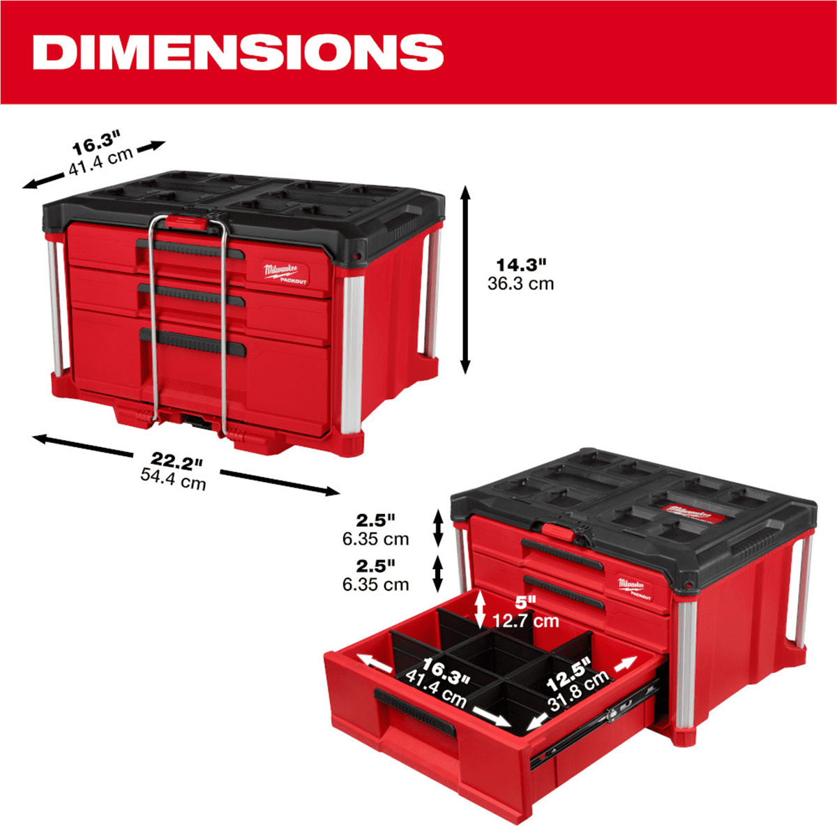 Milwaukee Tool PACKOUT Multi-Depth 3-Drawer Tool Box