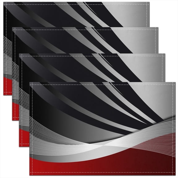 Erosebridal Modern Abstract Place Mats Set of 4 for in Door Dinning, Grey Red Table Place Mats for in Door Dining, Minimalst Decor